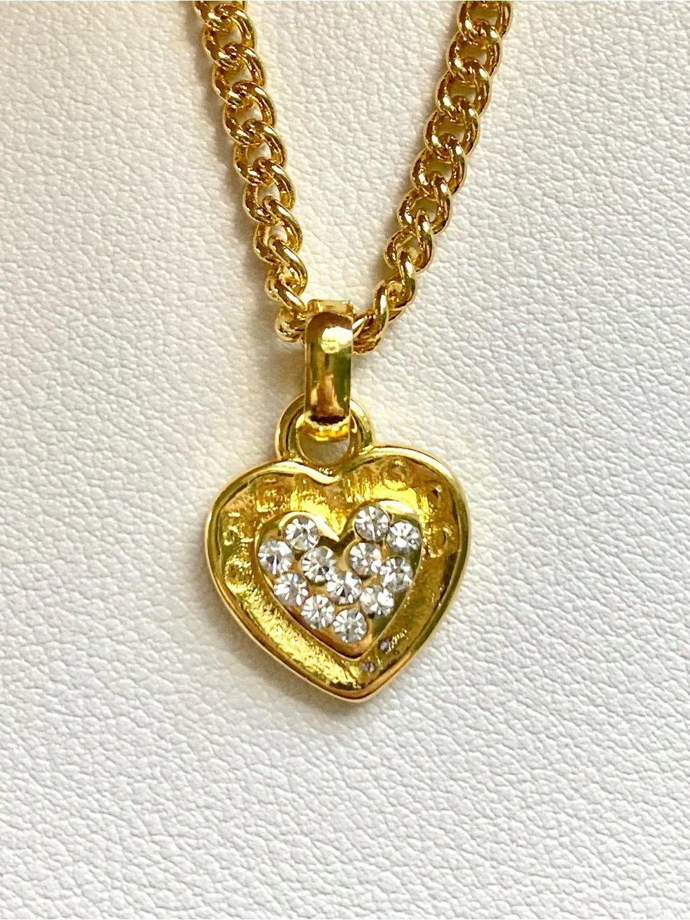 Gold Heart Pendant Necklace with Crystal Accent